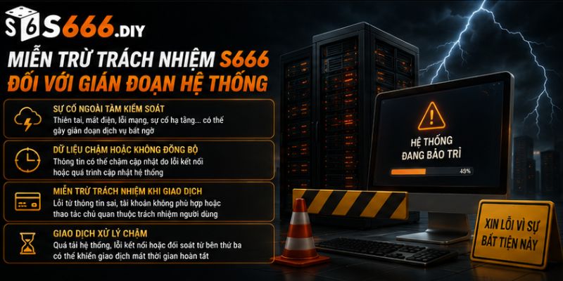 Miễn trừ trách nhiệm S666 đối với gián đoạn hệ thống